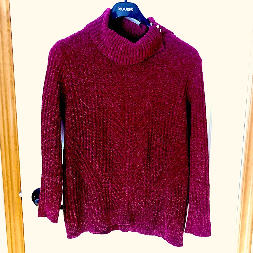 ☀️ Laura Petites Chenille Burgundy Sweater XL